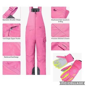 Girl’s Small ski bib and SZ Small ski gloves - Like new - worn once